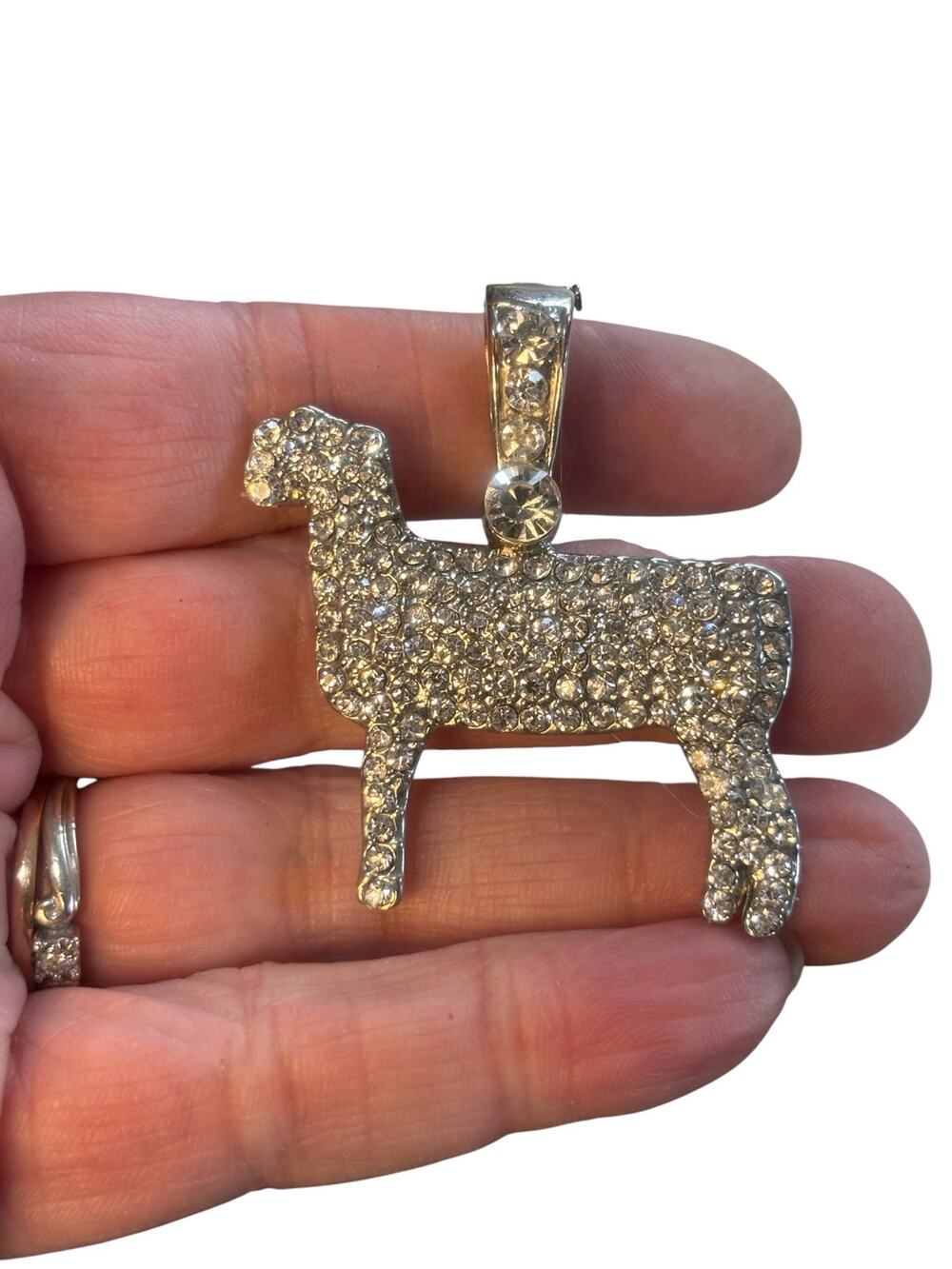Vintage Rhinestone Dog Pendant Pave Crystal Terrier Scottie Statement Charm